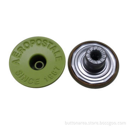 Open top brass jeans button with single pin, painting finish